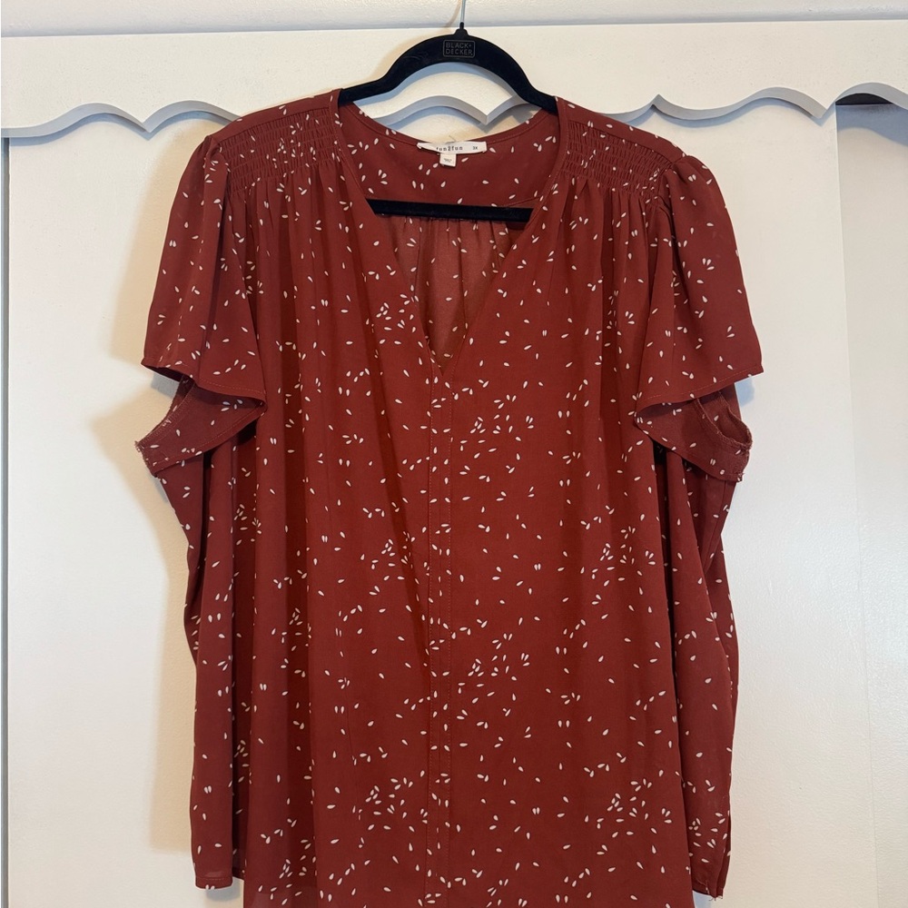 Fun 2 Fun Terracotta Blouse with Ivory Details